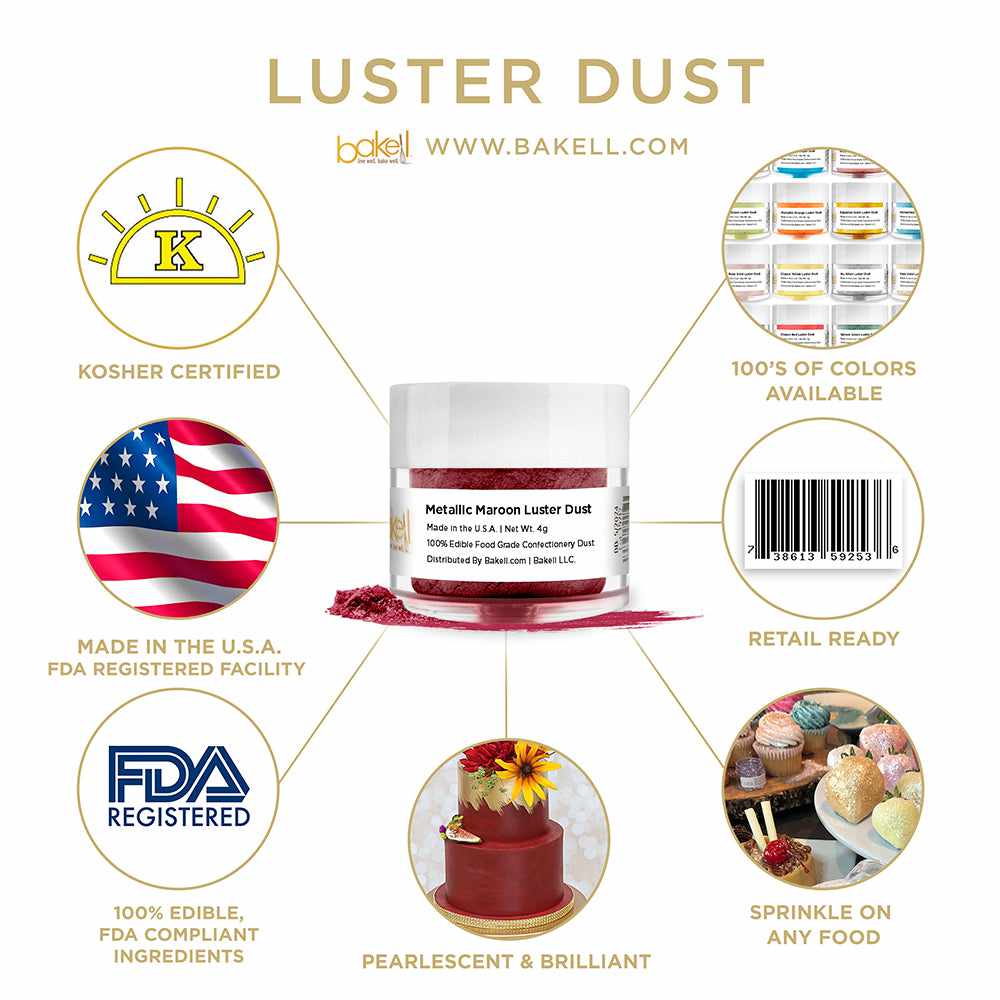 Metallic Maroon Red Luster Dust | Edible Paint | Edible Glitter | Bakell.com