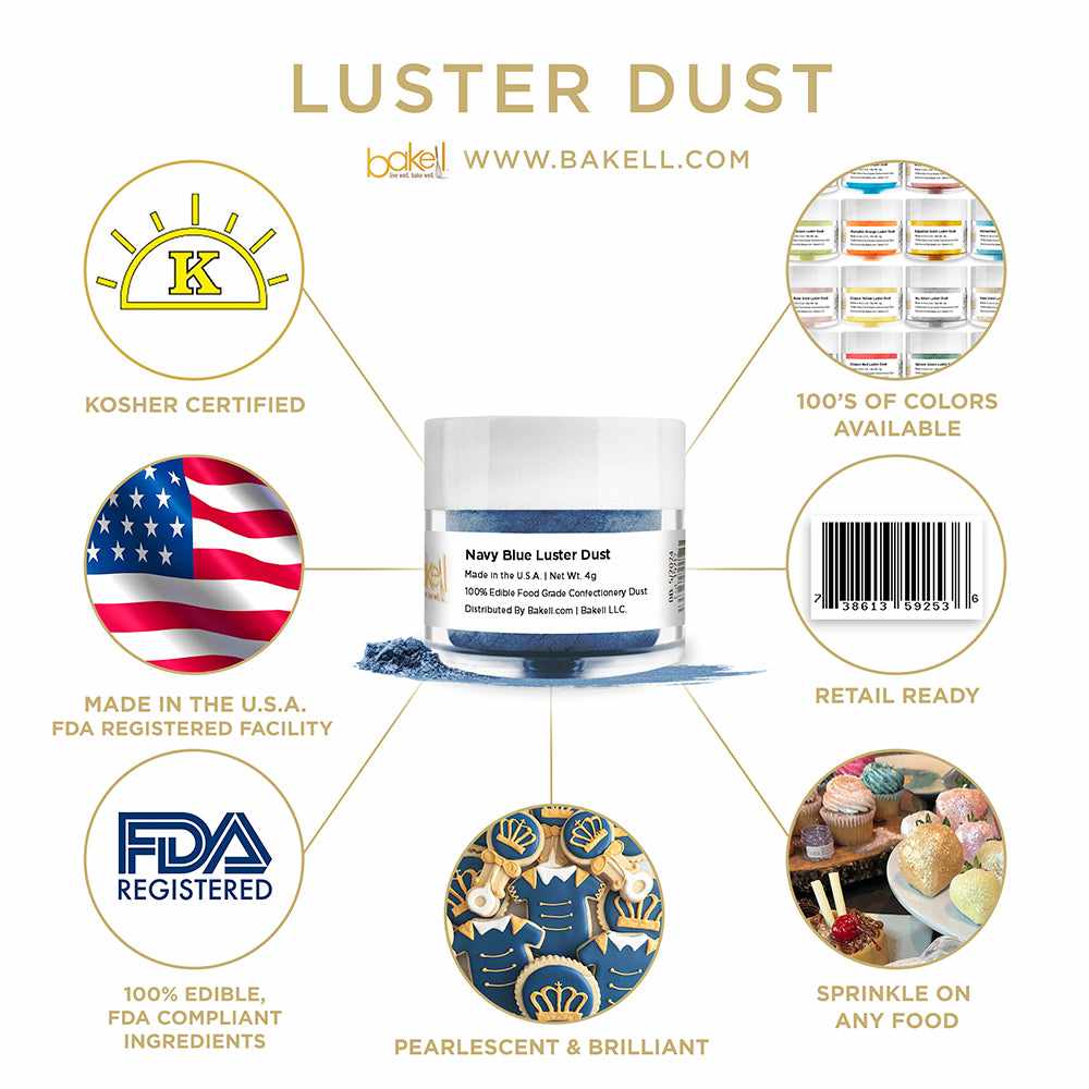 Navy Blue Luster Dust | Edible Paint | Edible Glitter | Bakell.com