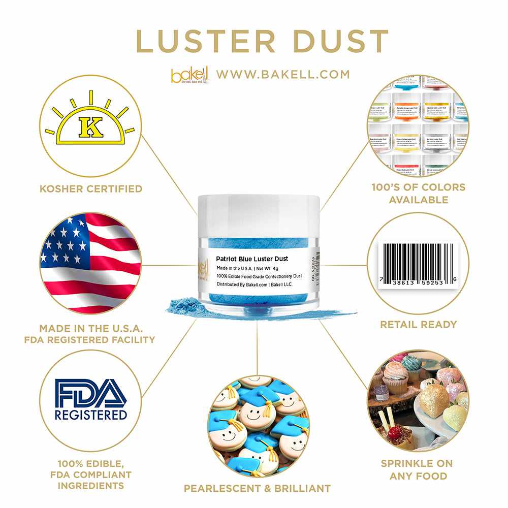 Patriot Blue Luster Dust | Edible Paint | Edible Glitter | Bakell.com