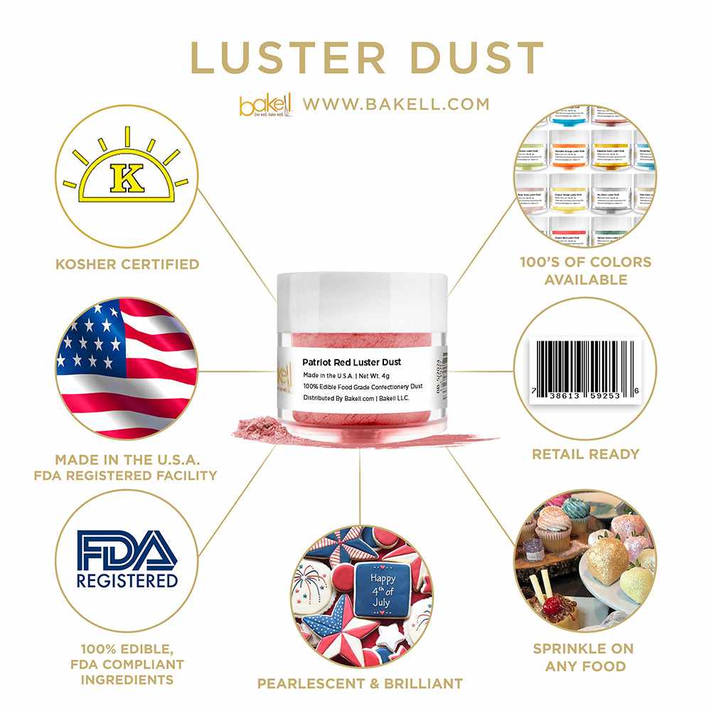 Patriot Red Luster Dust | Edible Paint | Edible Glitter | Bakell.com