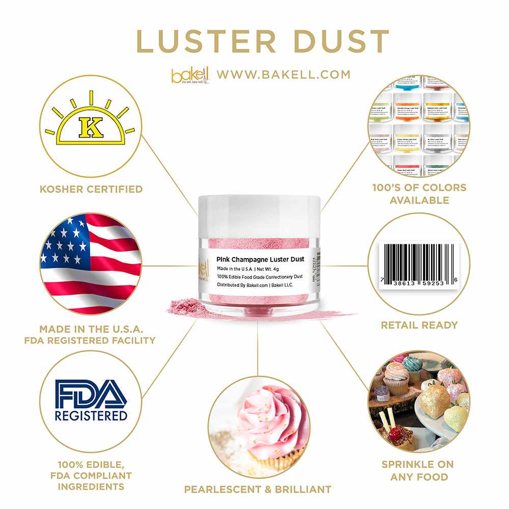 Deep Pink Luster Dust Spray, Luster Dust Edible Glitter Spray Dust for  Cakes, Cookies, Desserts, Paint. FDA Compliant (4 Gram Pump)