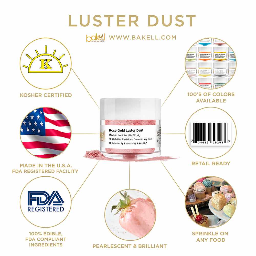 Rose Gold Edible Luster Dust | Edible Paint | Edible Glitter | Bakell.co