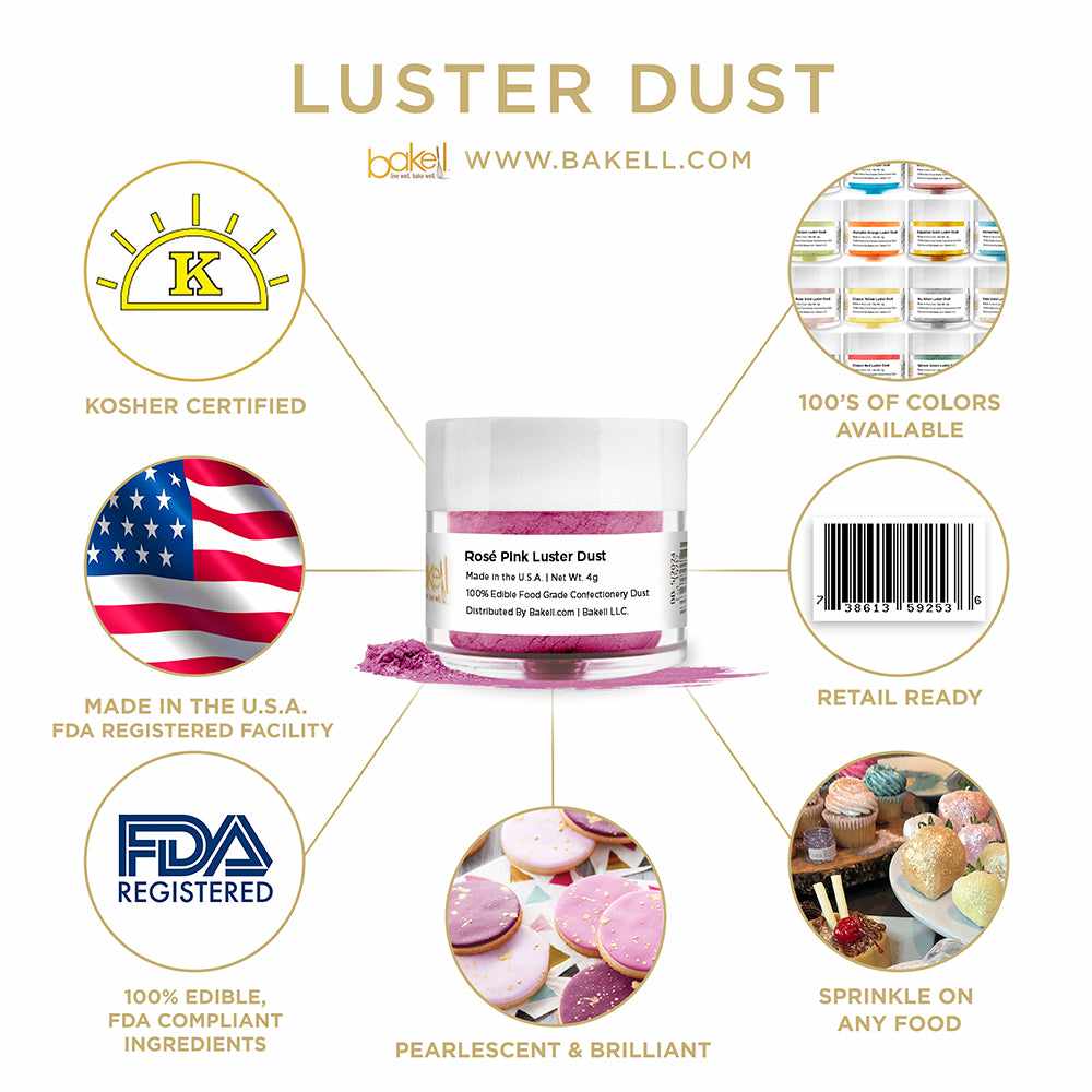Rosé Pink Edible Luster Dust | Edible Paint | Edible Glitter | Bakell.co