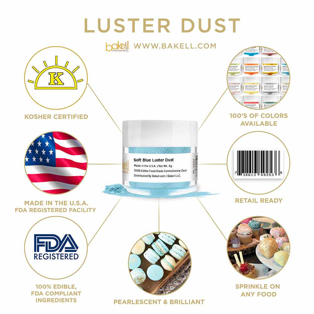 Soft Blue Edible Luster Dust | Edible Paint | Edible Glitter | Bakell.com