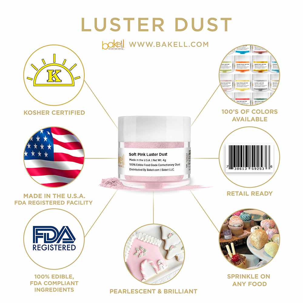 Soft Pink Edible Luster Dust | Edible Paint | Edible Glitter | Bakell.com