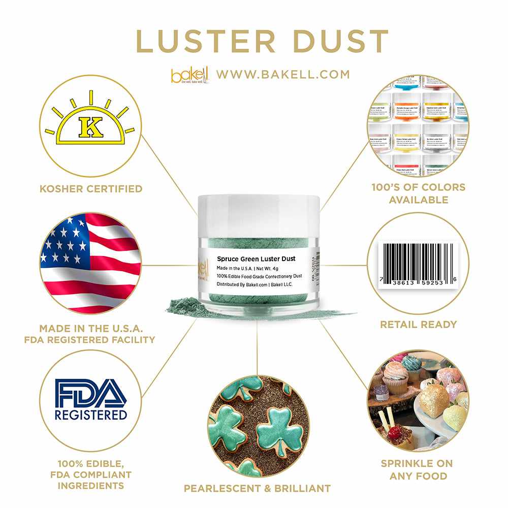 Spruce Green Edible Luster Dust | Edible Paint | Edible Glitter | Bakell.com