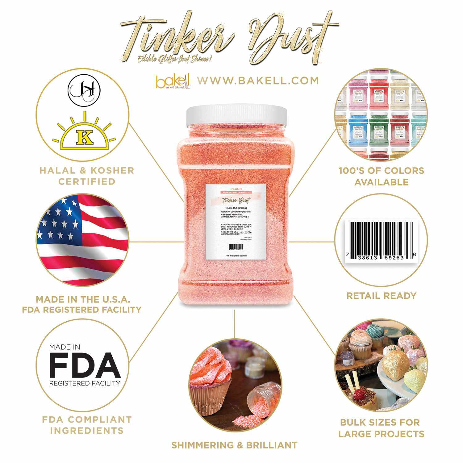 Tinker Dust Edible Glitter | 100% Edible | FDA Approved Edible Glitter | Kosher Certified | Made in the USA | Bakell.com