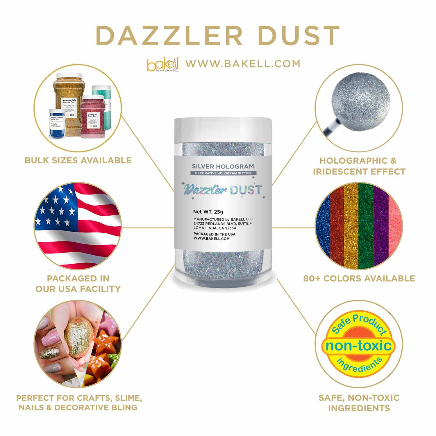 Silver Hologram Decorating Dazzler Dust | Bakell Dusts from  25g