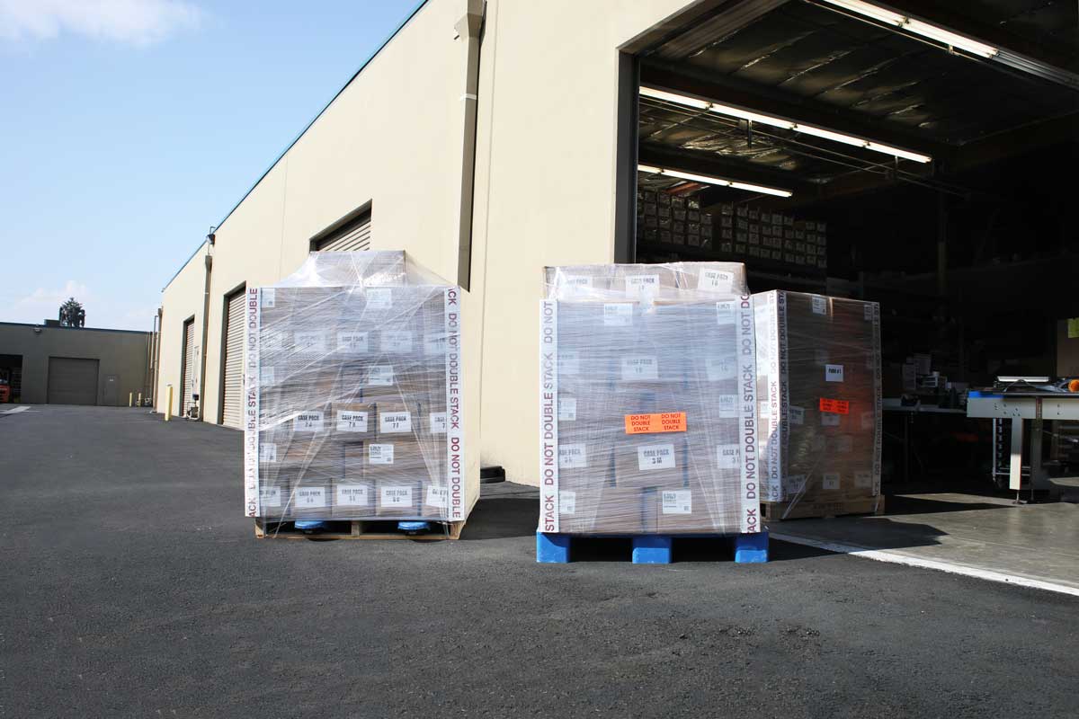 manufactured products packaged on pallets