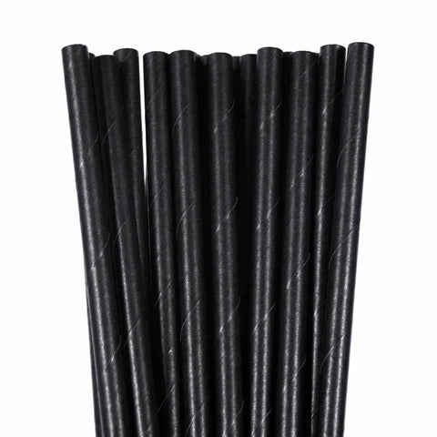 bundle of black satin straws for drinks