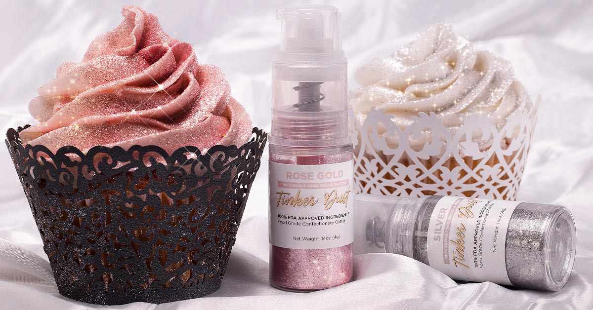 rose gold edible food glitter in glitter spray from bakell store