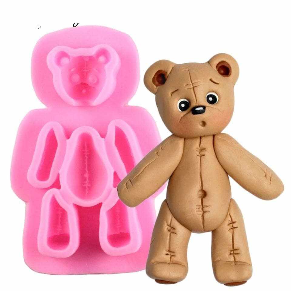 Bakell Stitched Teddy Bear Silicone Mold | 2.5x2 Inches, Pink