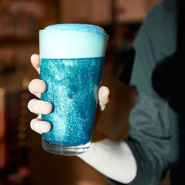 Blue Edible Glitter in Beer | Brew Glitter®