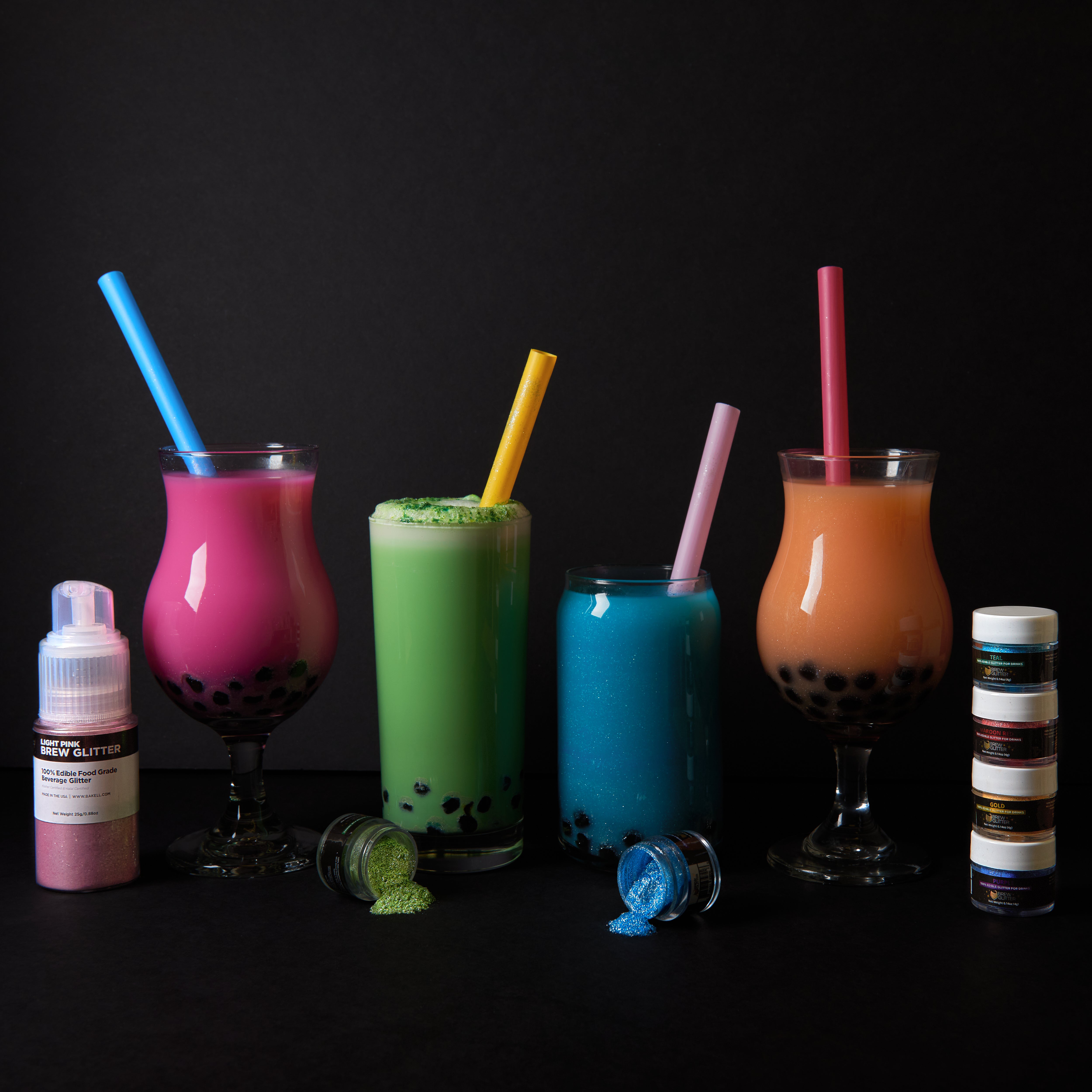 Pink and Purple Thick Glass Straw for bubble tea, and other frozen drinks