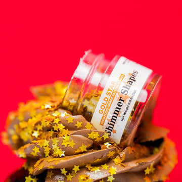 Edible Gold Star Glitter Shapes - FDA Approved - Kosher Certified