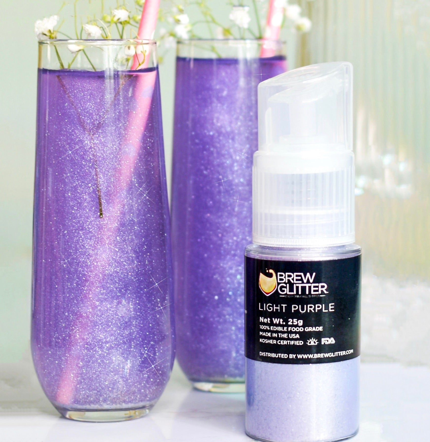 Light Purple Edible Glitter Small Spray Bottle