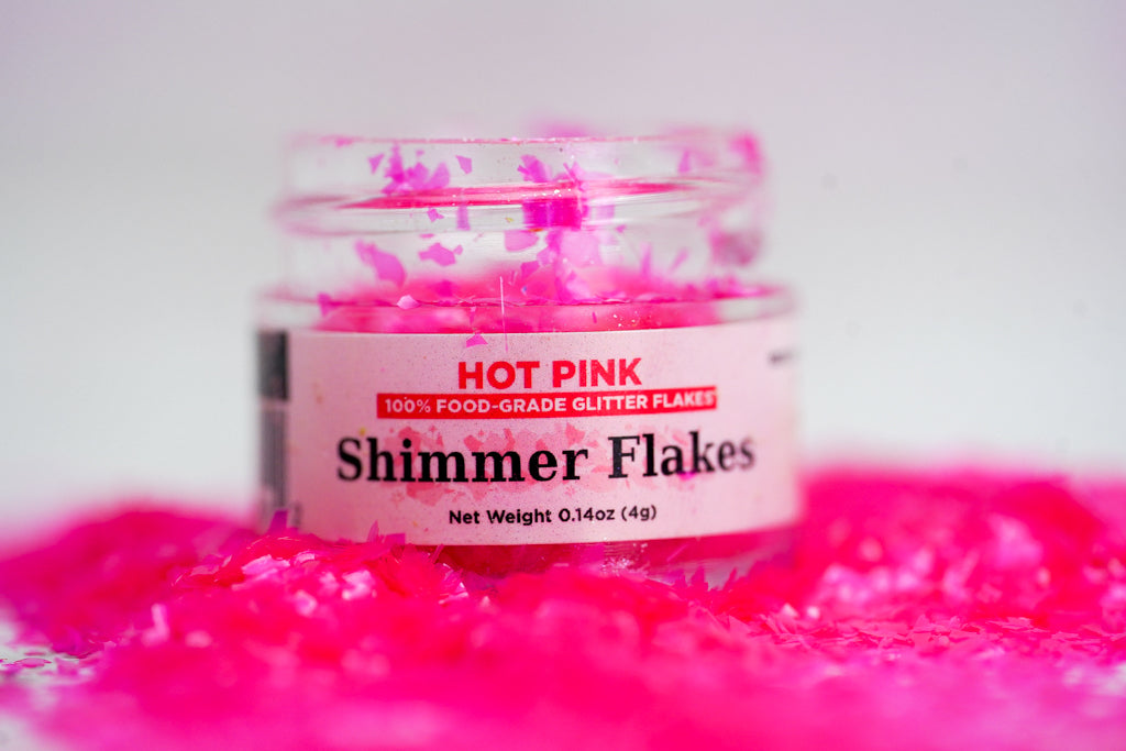 FDA approved edible glitter shapes, glitter flakes, edible glitter, 100% edible glitter flakes, drink garnish, pink edible glitter