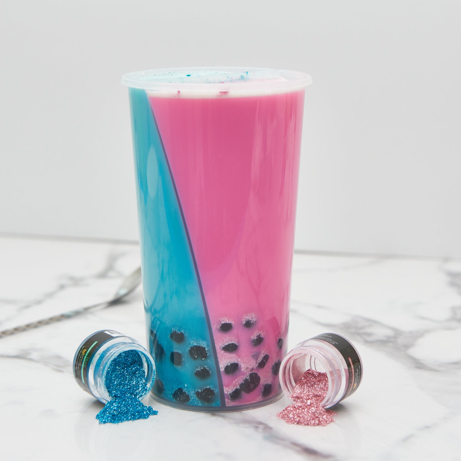 Pink and Purple Thick Glass Straw for bubble tea, and other frozen drinks