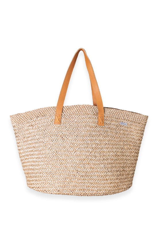 Burnt & Natural Straw Tote Bag