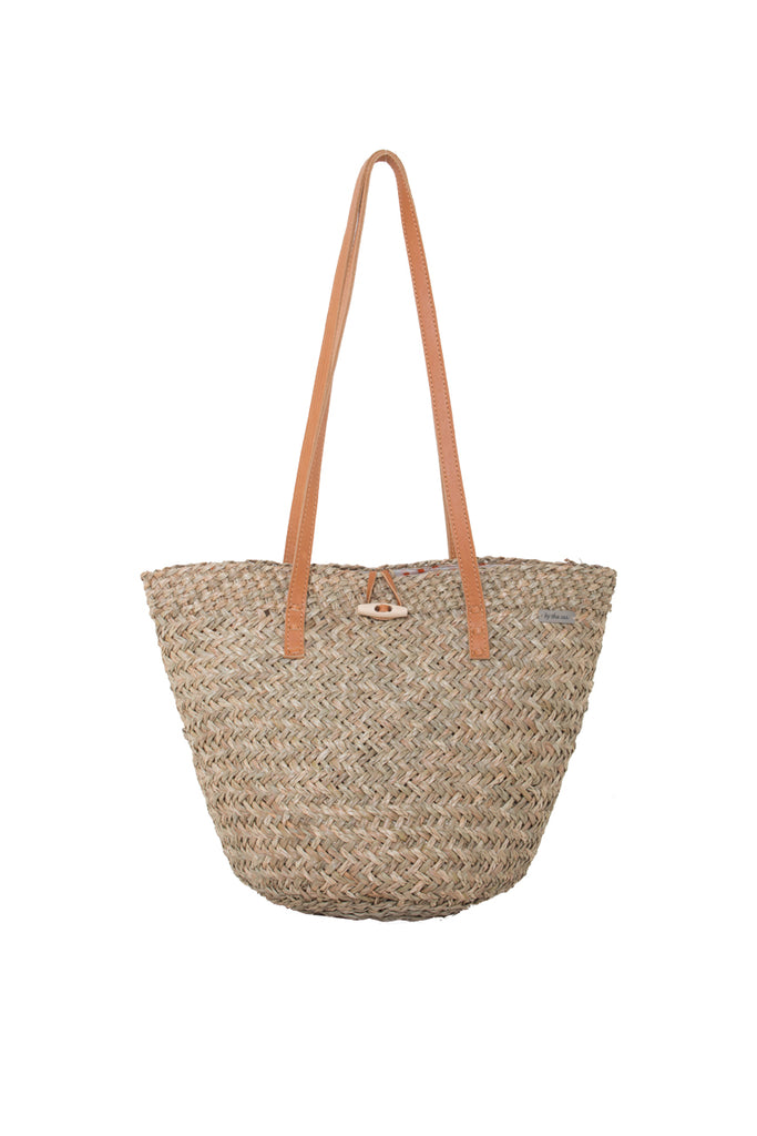 Sea Thru Beige Straw Tote Bag