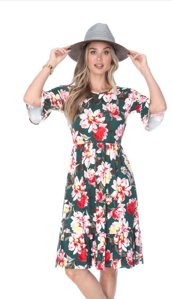 modest floral dress with sleeves