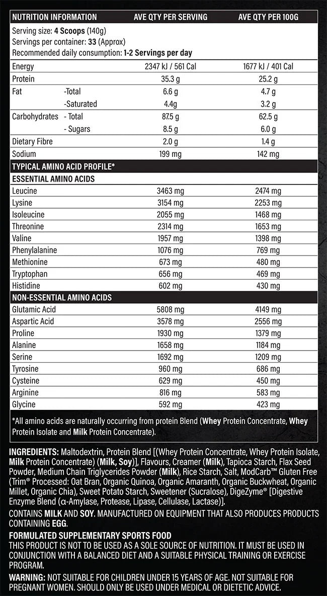 Anabolix Monst3r Gainer Nutritional Panel