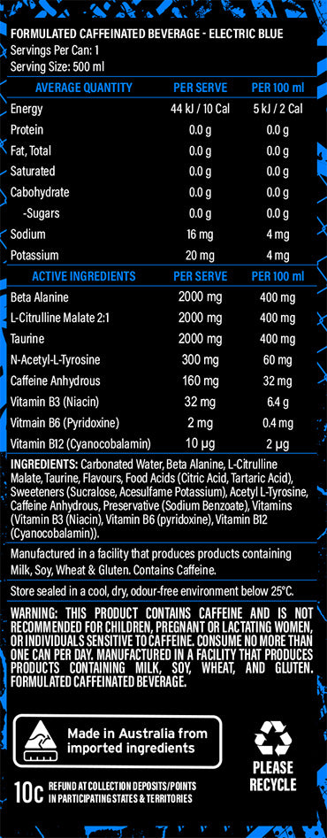 Freak3d Energy RTD Nutritional Panel