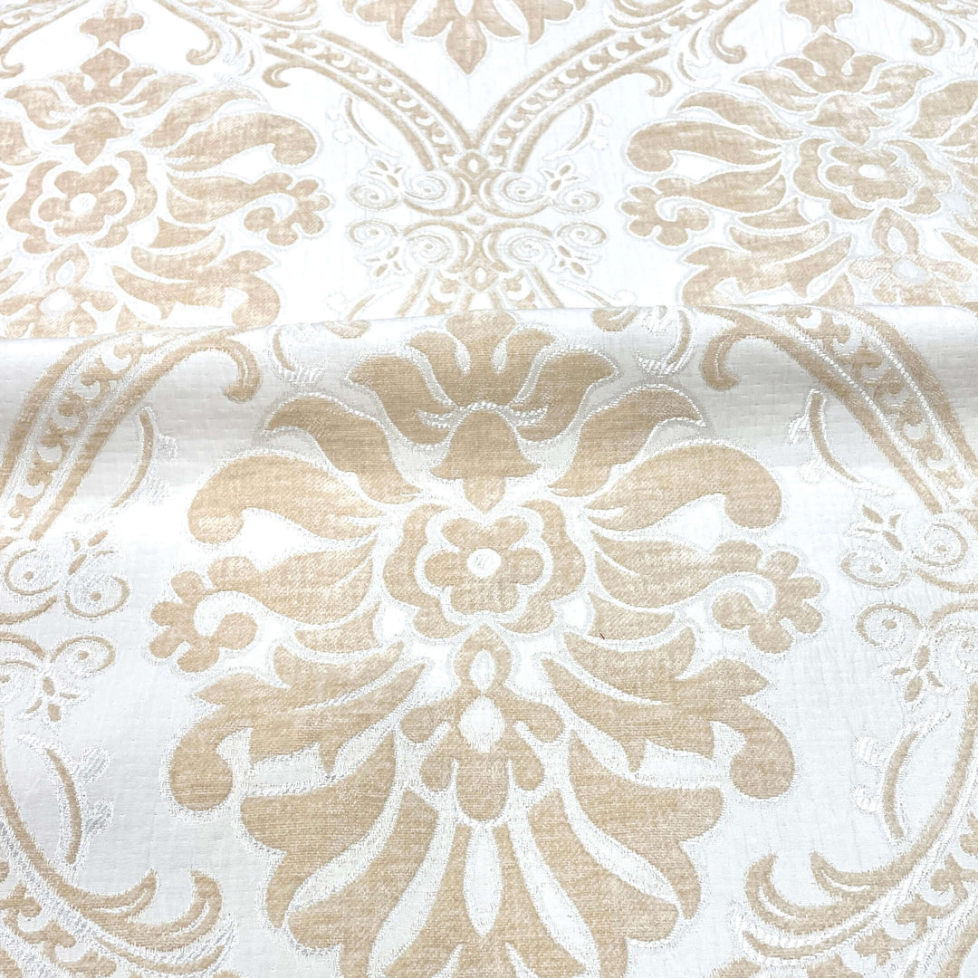 Classic Floral Damask Ivory Velvet Fabric | CLASSIC & MODERN FABRICS ...