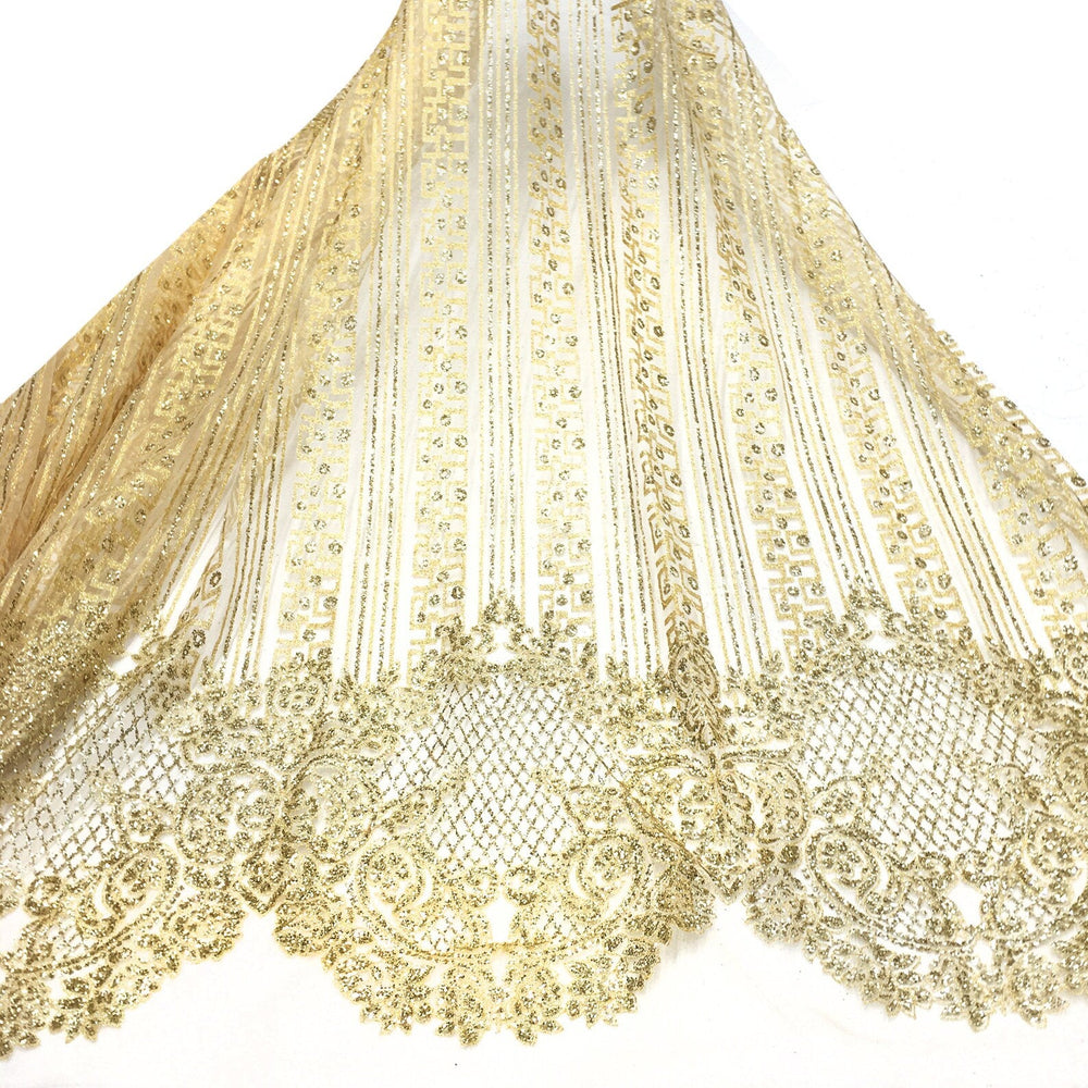 Stella METALLIC GOLD Glitter Tulle Mesh Lace / Dress Fabric / Fabric by the  Yard 