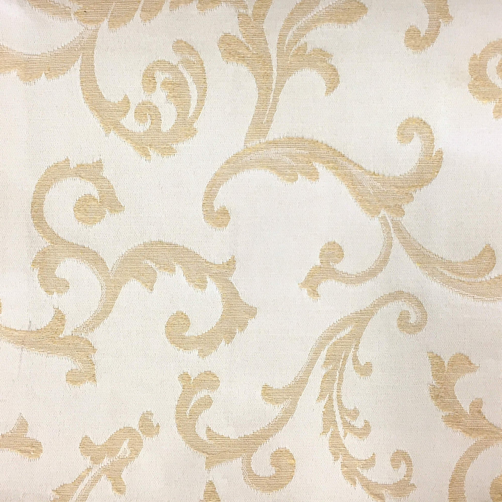 MARANO Green Gold Royal Floral Scroll Brocade Jacquard Fabric / Made in  Italy