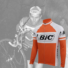 Maillot-Cycliste-VINTAGE-Hiver-BIC-Orange