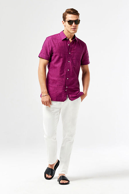 SS Linen Shirt - Magenta