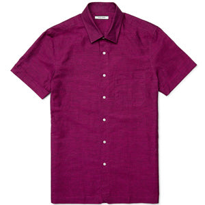 Men's Linen Shirts - Short Sleeve Magenta