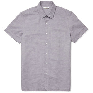 Men's Linen Shirt - Short Sleeve Silver