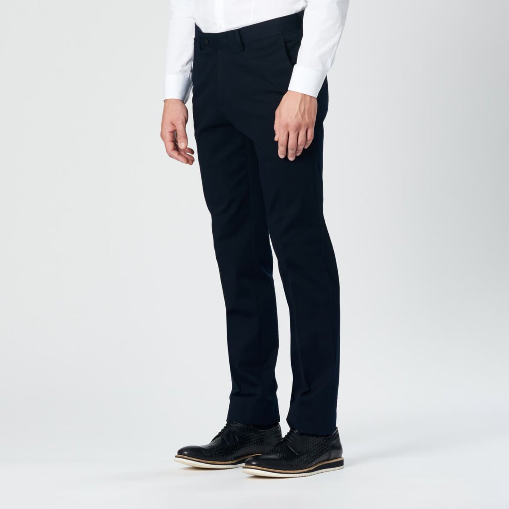 Slim Stretch Mercerised Cotton Pants Navy Dark - Calibre Menswear