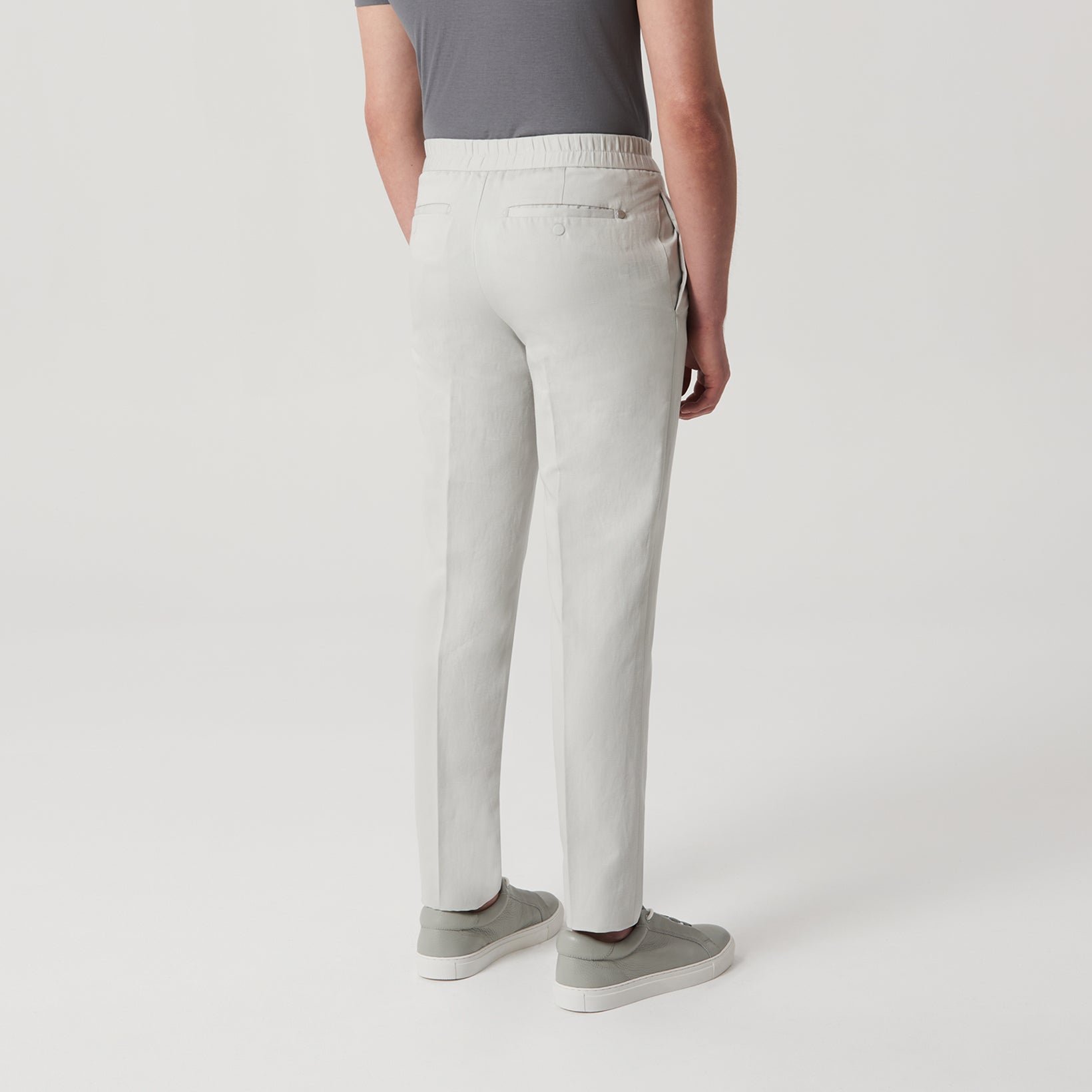 Cotton Linen Twill Athletic Pant Silver - Calibre Menswear