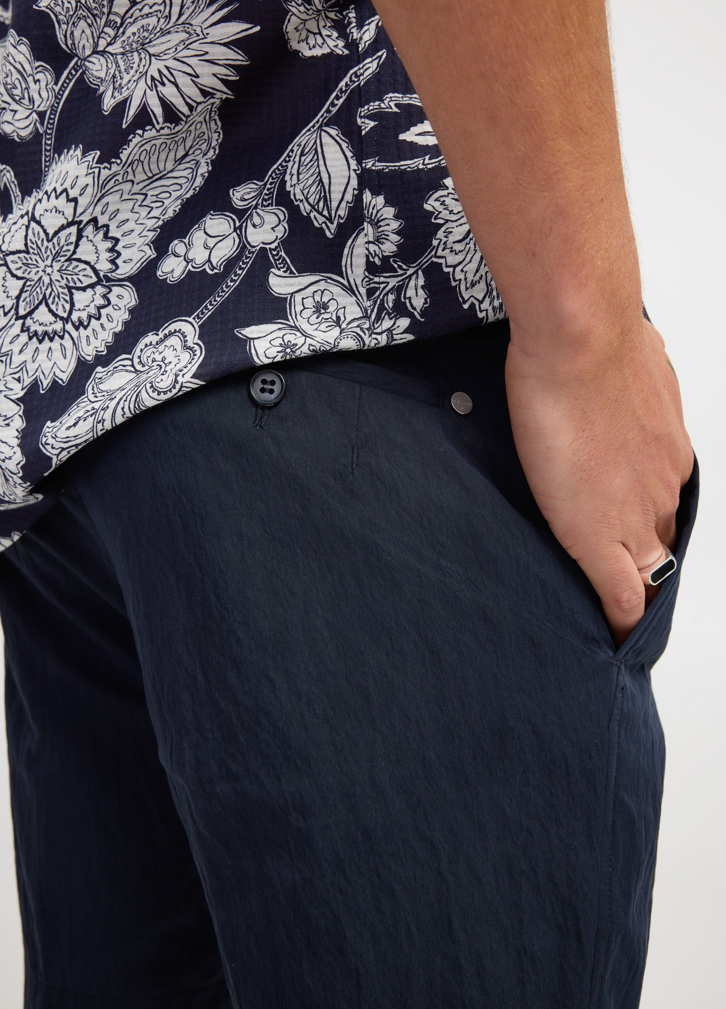 Textured Twill Shorts Navy - Calibre Menswear