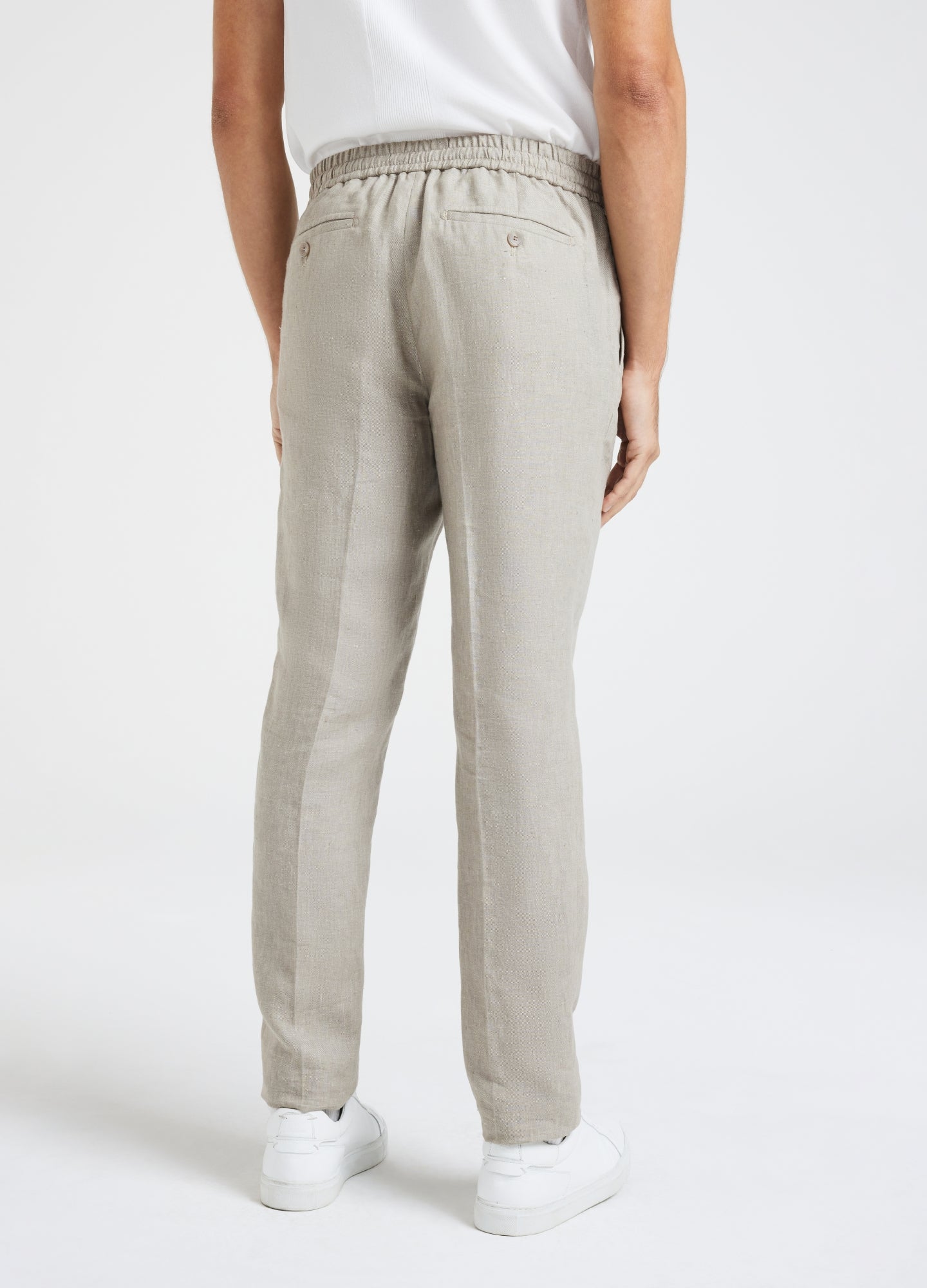 Linen Twill Drawstring Pants Sand - Calibre Menswear