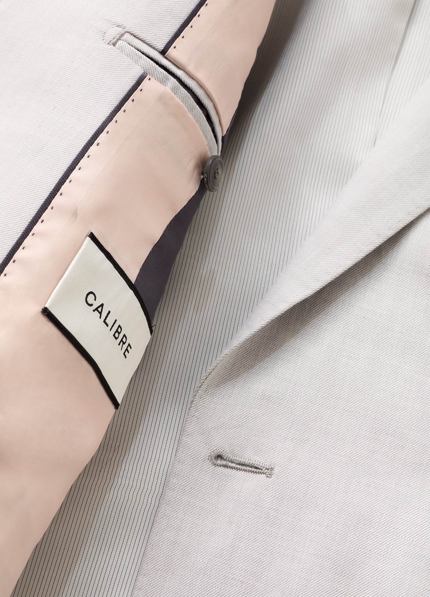 Linen Cotton Twill Suit Jacket Silver - Calibre Menswear