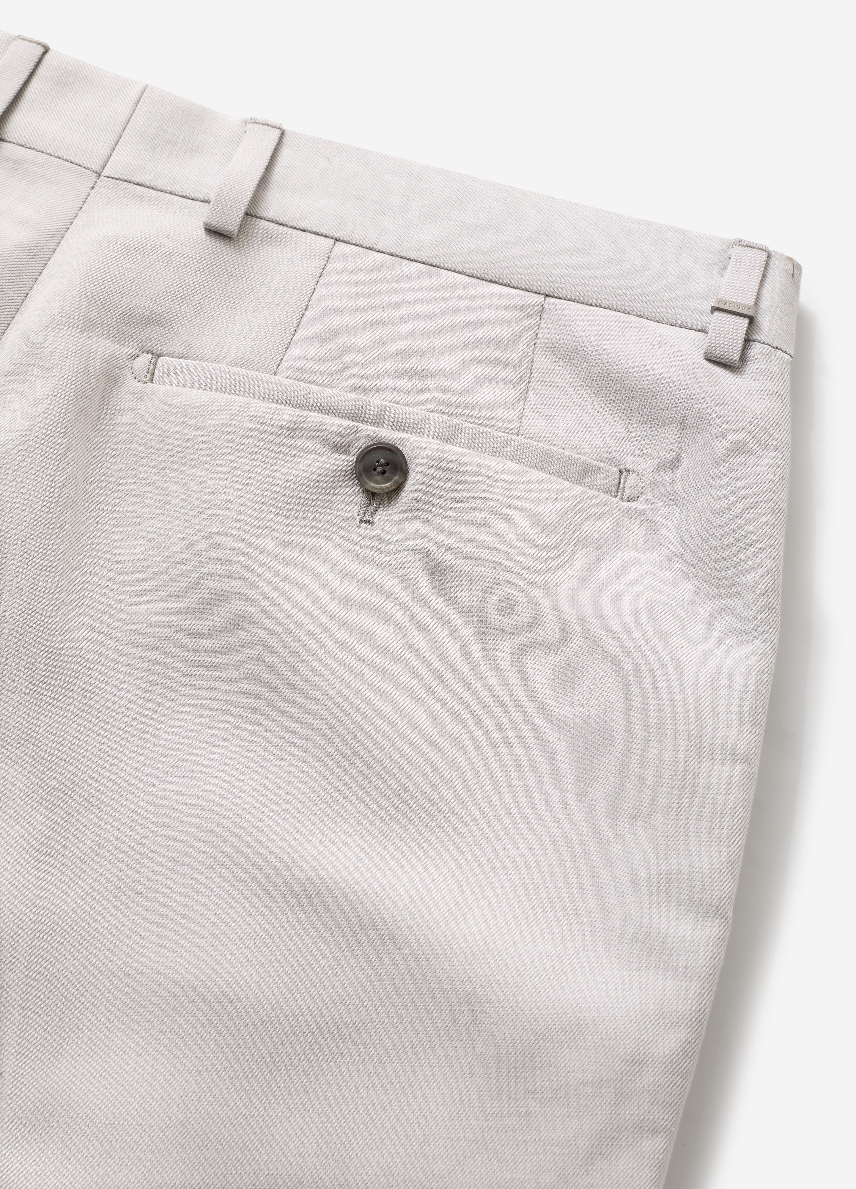 Cotton Linen Twill Athletic Pant Silver - Calibre Menswear