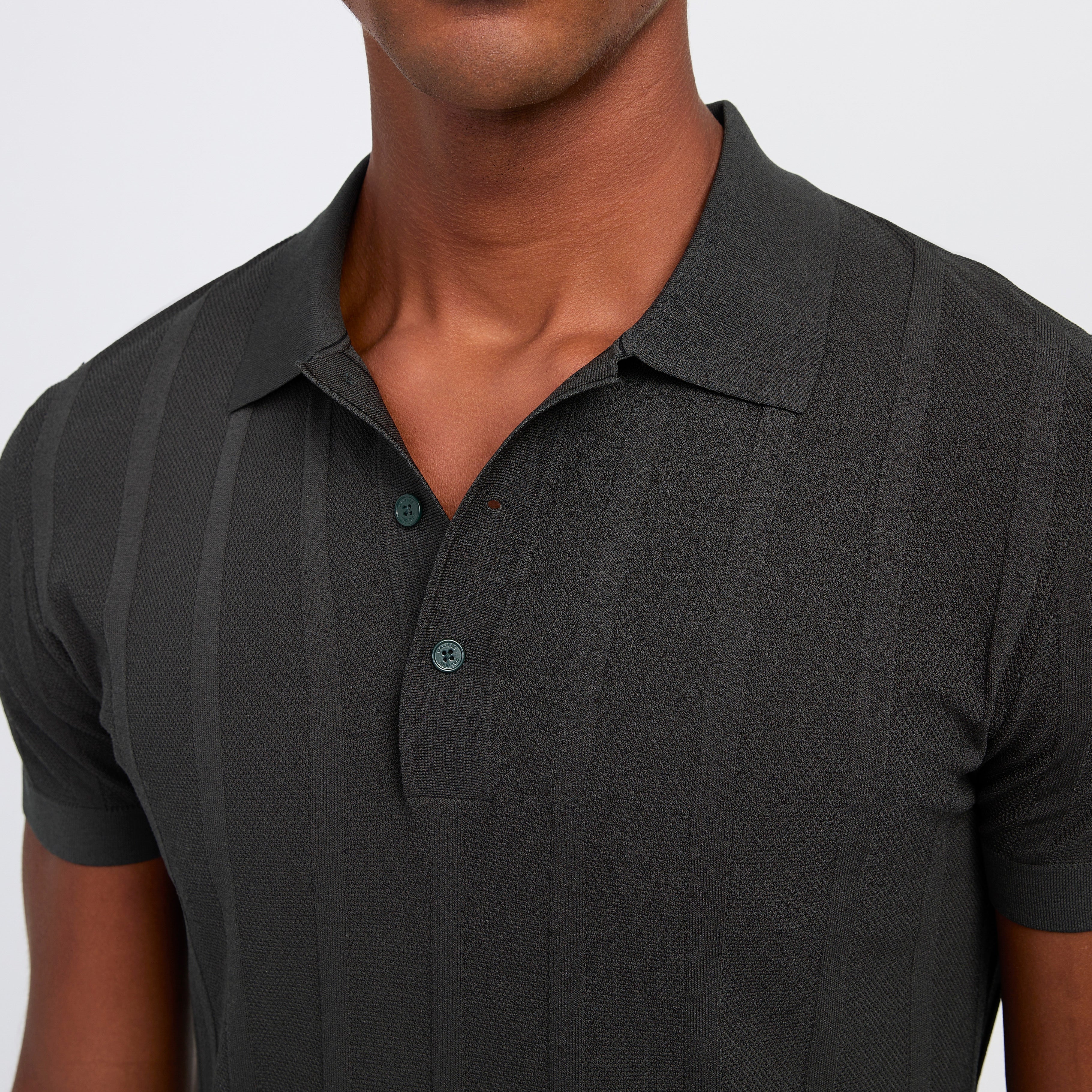 Tech Knitted Polo Black - Calibre Menswear