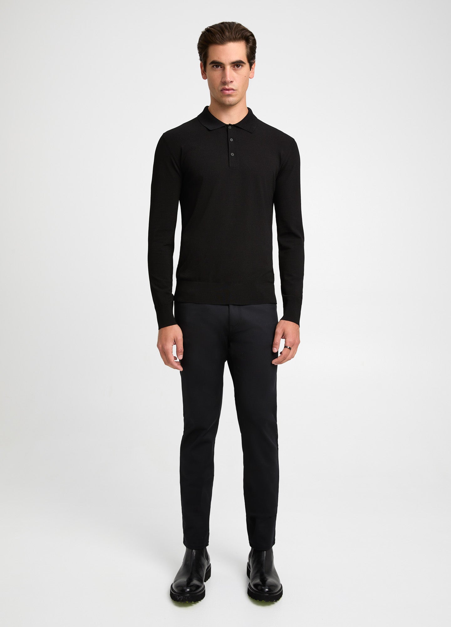 Tech Knitted Polo Black - Calibre Menswear