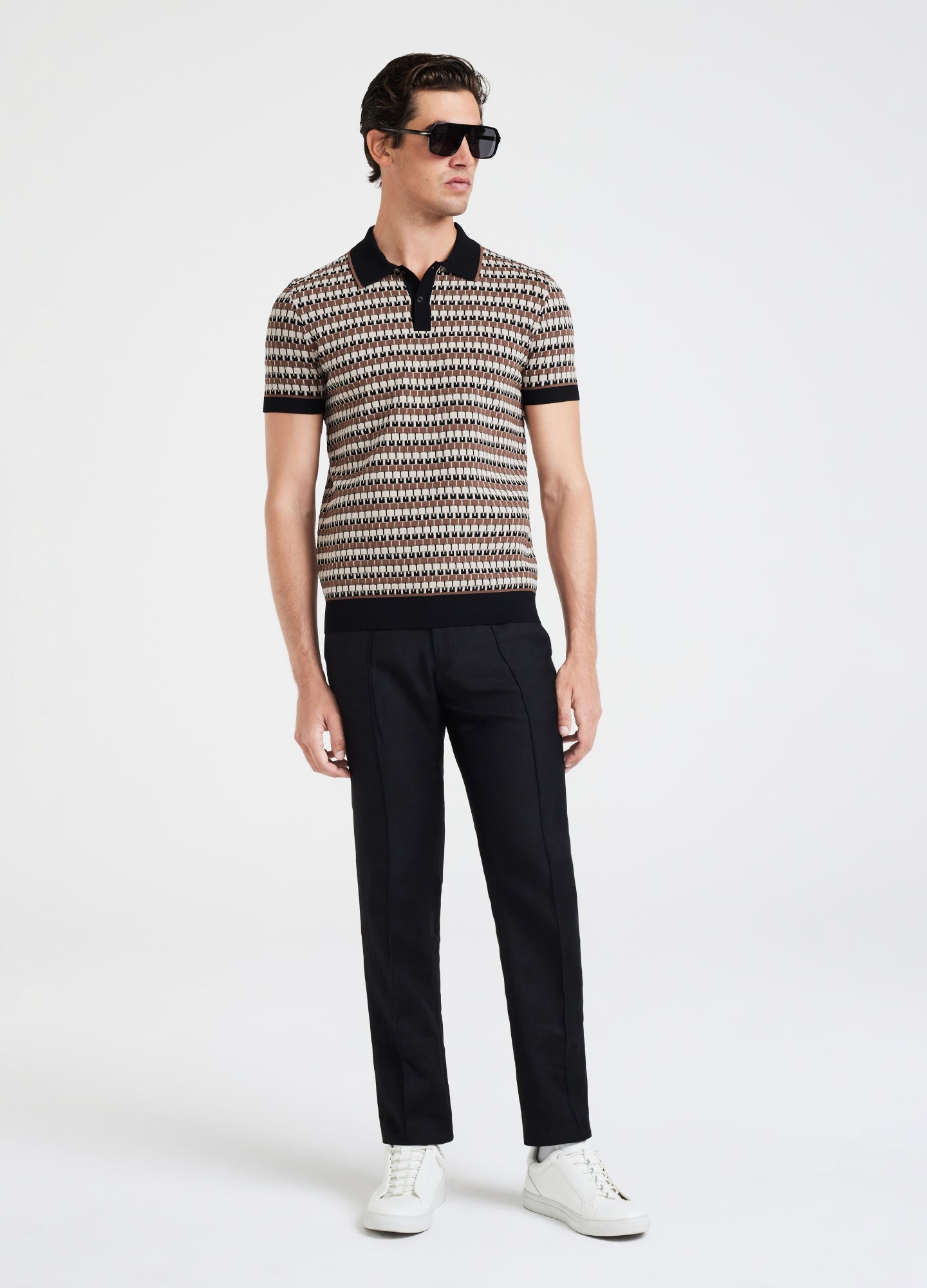 Geo jacquard knit polo