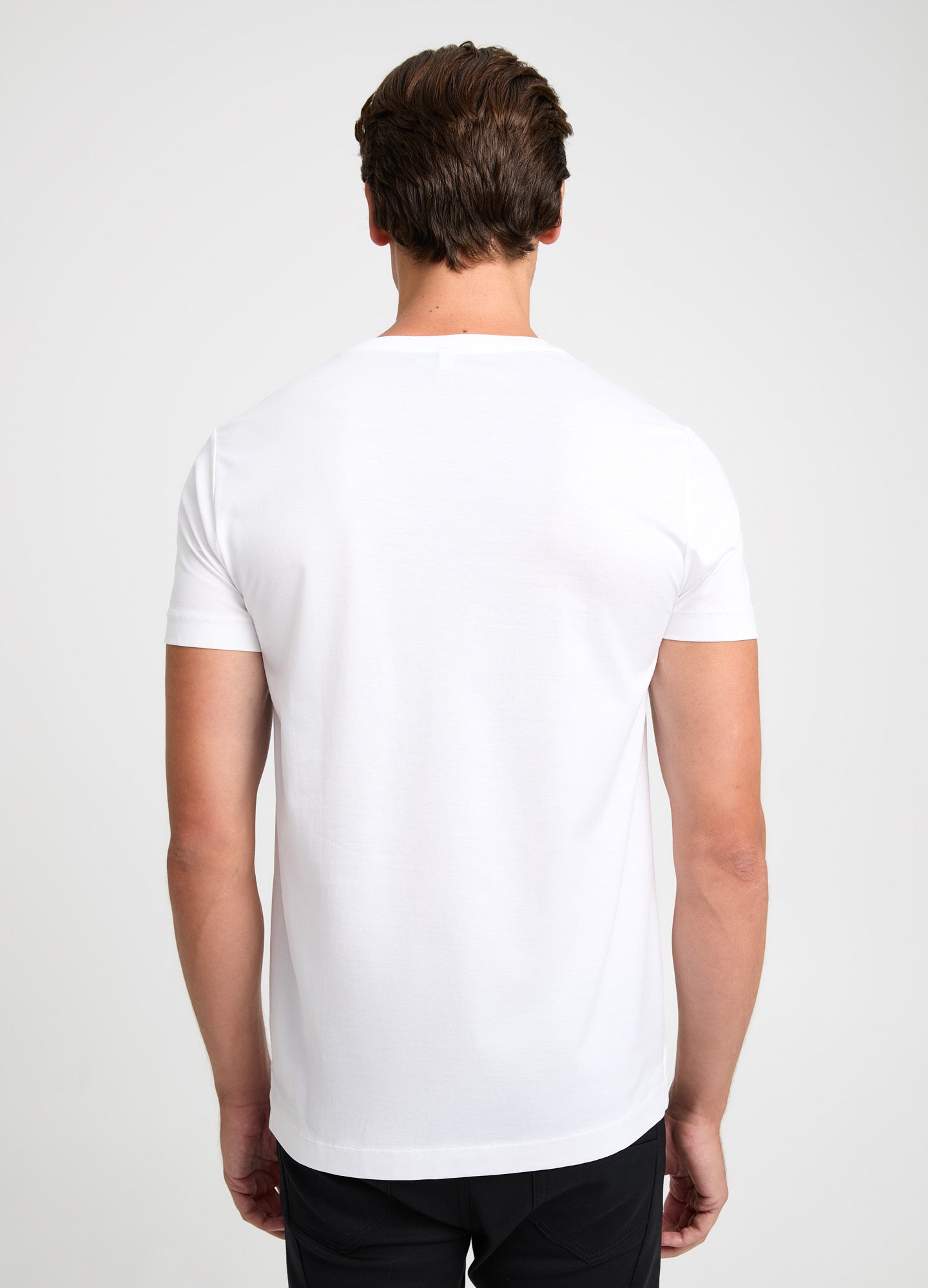 Mercerised Cotton Crew Neck T-shirt White - Calibre Menswear
