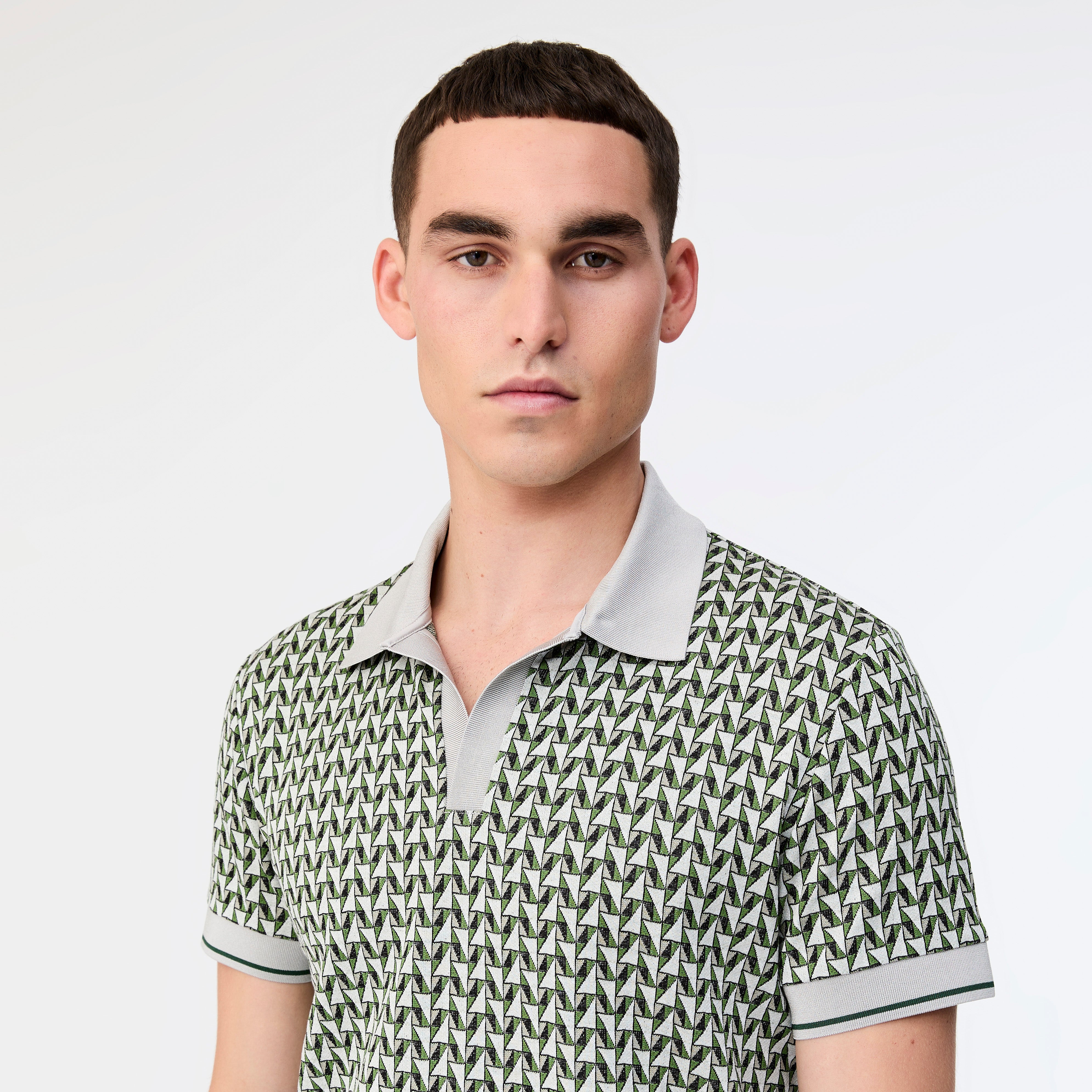 Chain Geo Jacquard Polo Red - Calibre Menswear