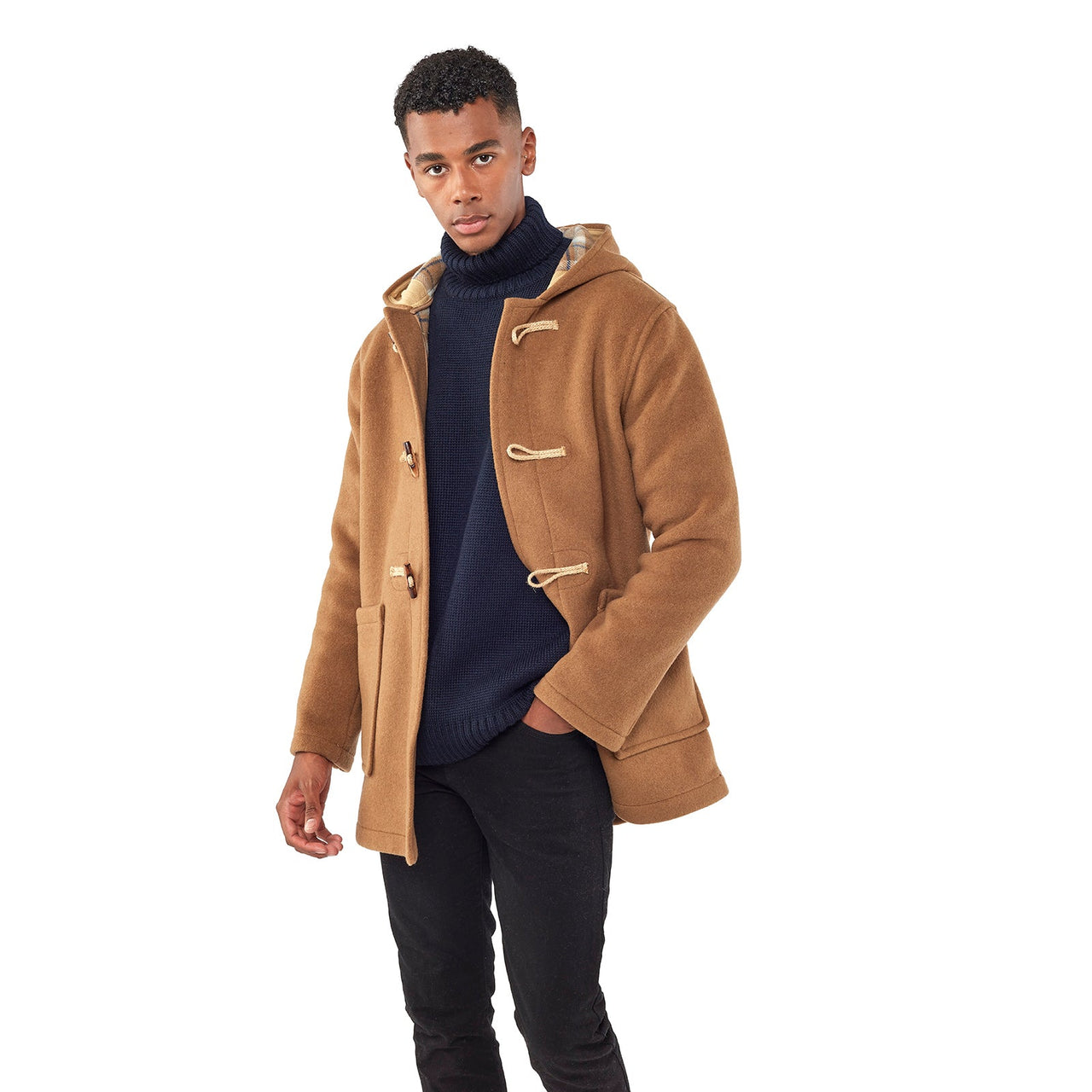 Men's Abberley Simple Fit Duffle Coat With Wooden Toggles - Camel ...