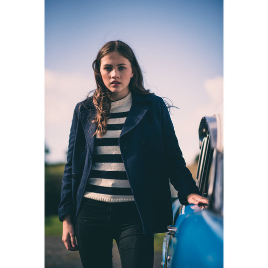 Women's Reefer Jacket, Navy Blue - THE NAUTICAL COMPANY UK