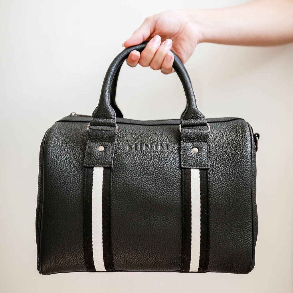 black leather sports bag