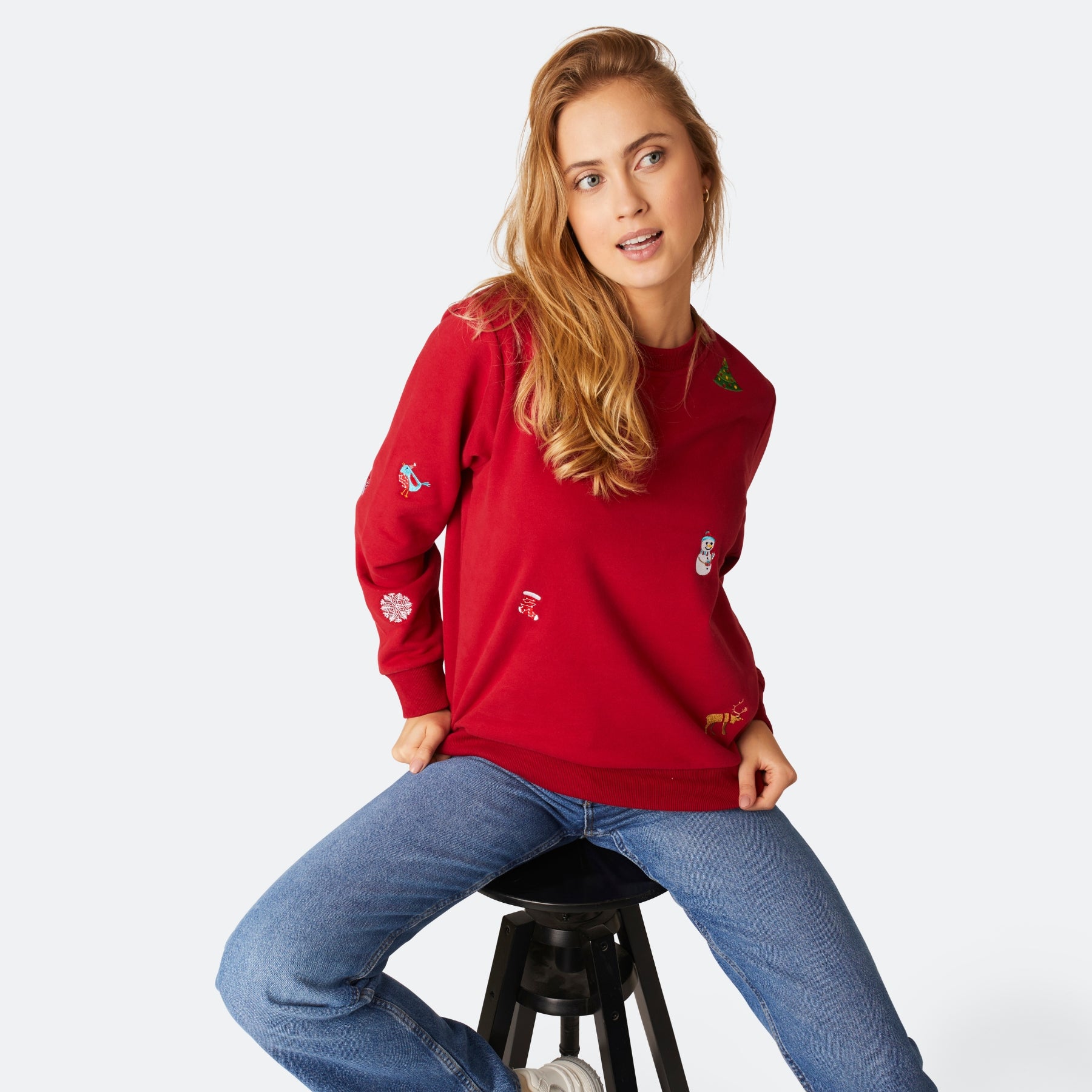 Billede af Rød Julesweatshirt Dame