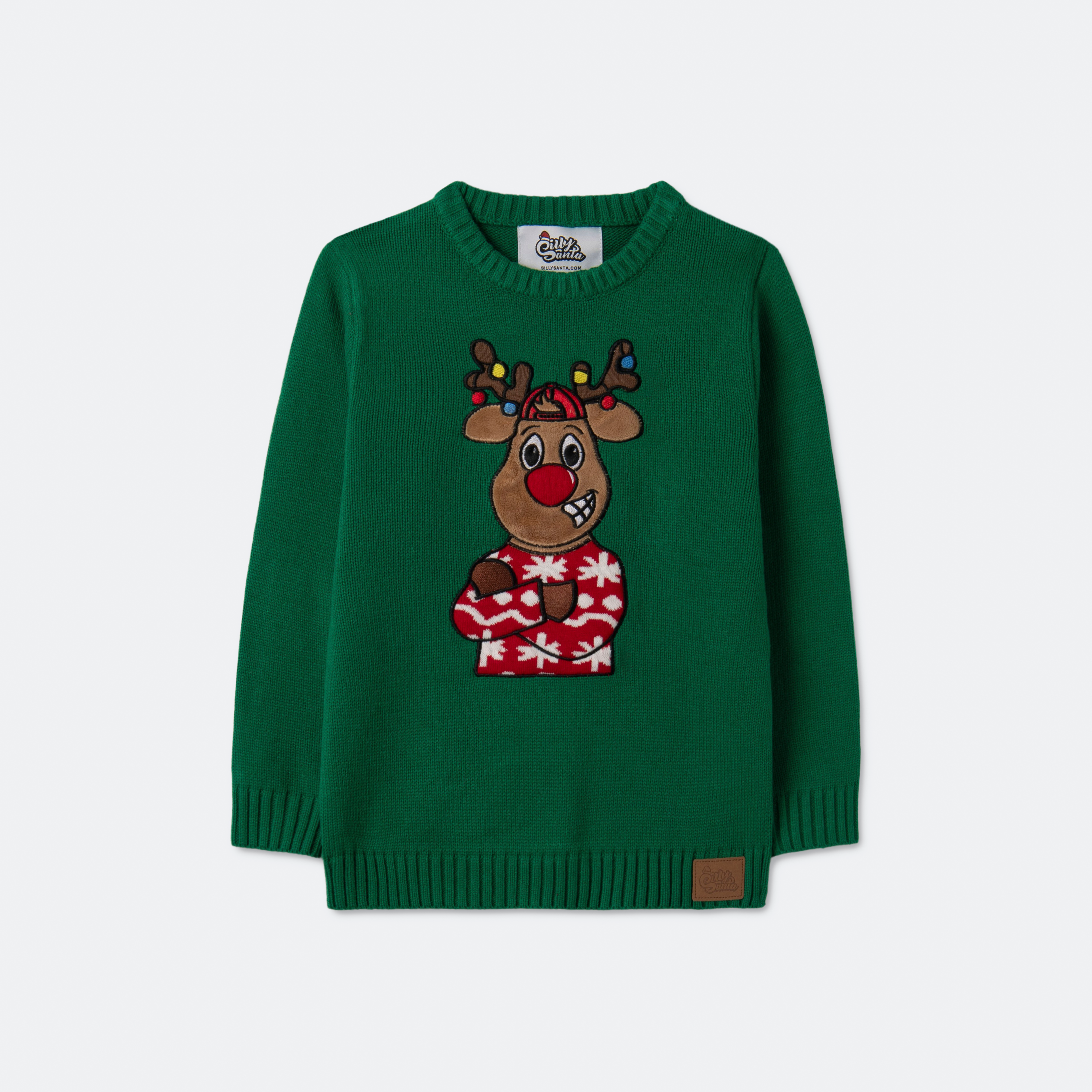 Se Rensdyr Grøn Julesweater Børn hos SillySanta